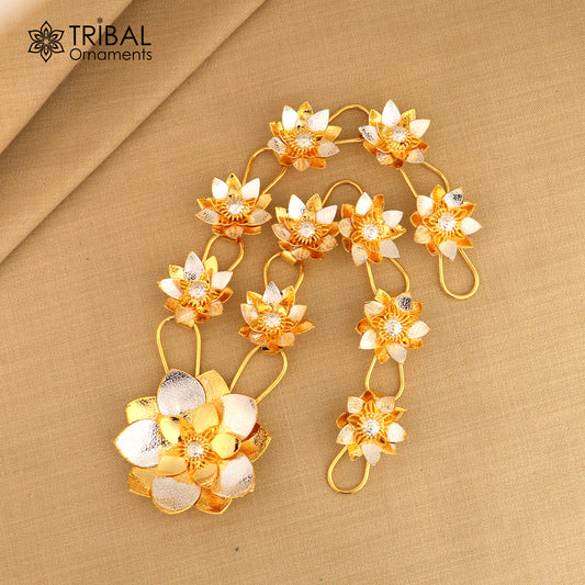 925 sterling silver lotus flower design necklace for idols or god stautes / women's jewelry set767 - TRIBAL ORNAMENTS