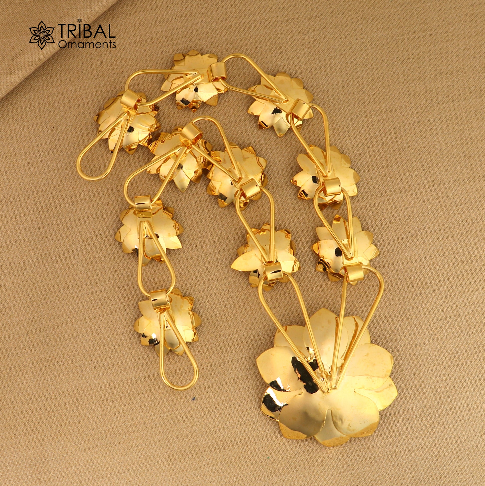 925 sterling silver lotus flower design necklace for idols or god stautes / women's jewelry set767 - TRIBAL ORNAMENTS