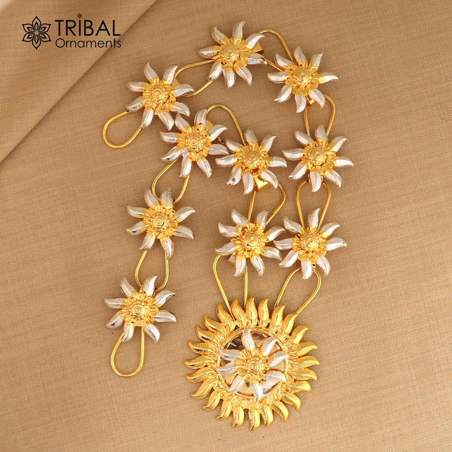 925 sterling silver lotus flower design necklace for idols or god stautes / women's jewelry set768 - TRIBAL ORNAMENTS