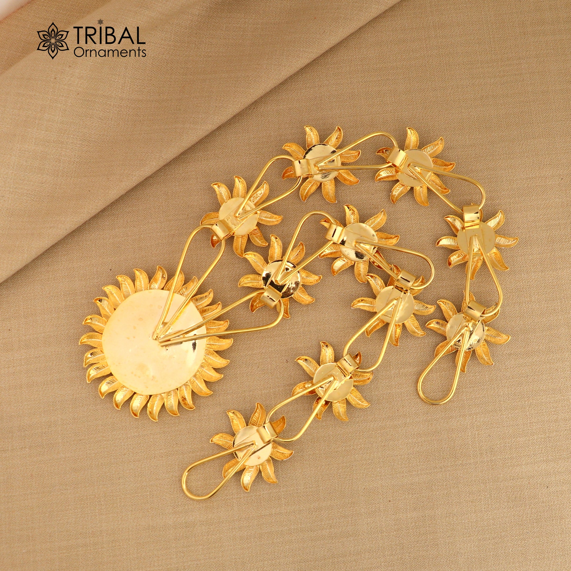 925 sterling silver lotus flower design necklace for idols or god stautes / women's jewelry set768 - TRIBAL ORNAMENTS