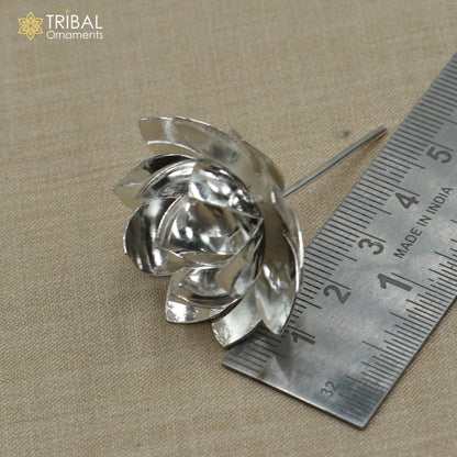 925 sterling silver lotus flower for puja worship, tribal ornaments temple article for god worship and spiritual rituals