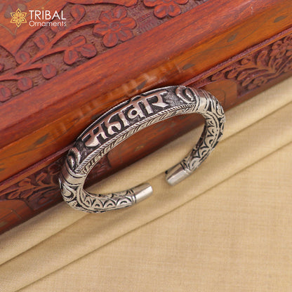 925 sterling silver Mahaveer chitai work bangle bracelet kada nsk903 - TRIBAL ORNAMENTS