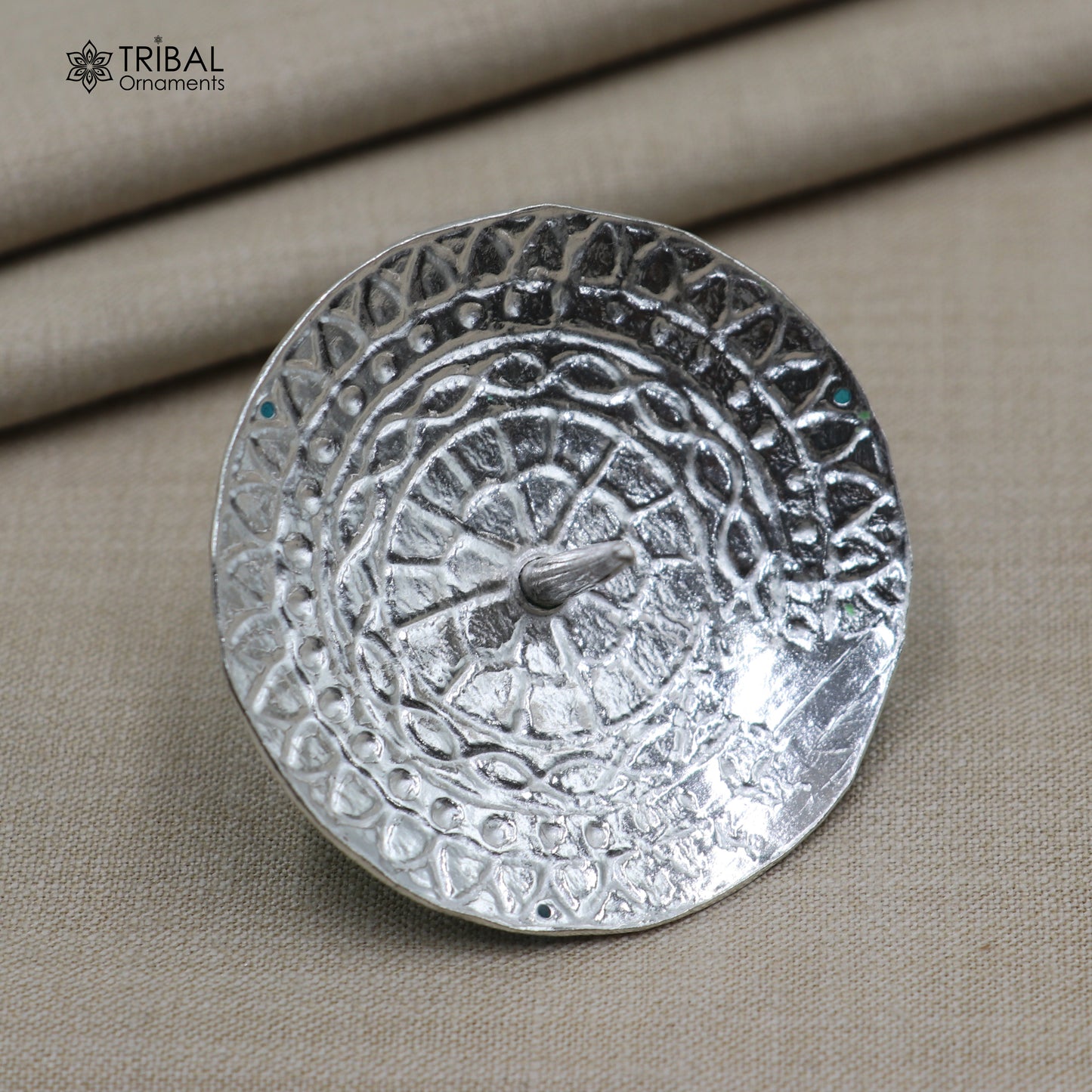 925 sterling silver mandala meenakari design Firki or Lattu toy silver toy for your baby Krishna idols article art852 - TRIBAL ORNAMENTS