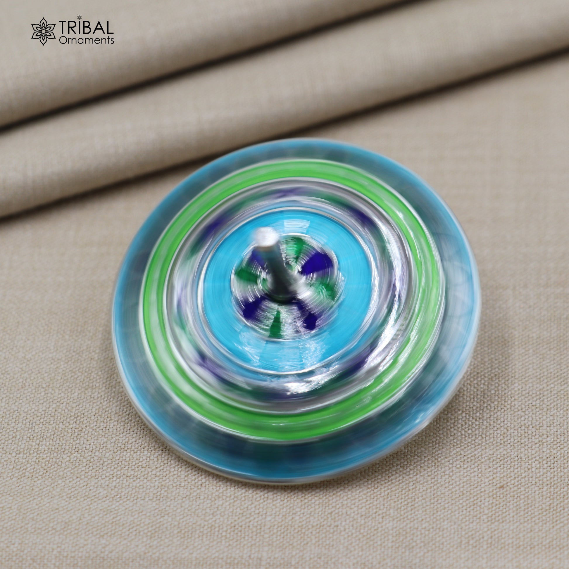 925 sterling silver mandala meenakari design Firki or Lattu toy silver toy for your baby Krishna idols article art852 - TRIBAL ORNAMENTS