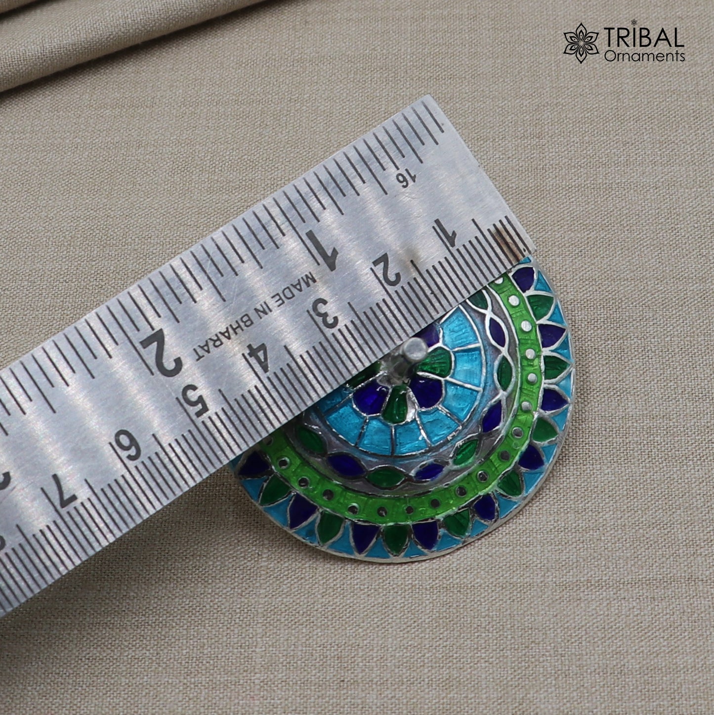 925 sterling silver mandala meenakari design Firki or Lattu toy silver toy for your baby Krishna idols article art852 - TRIBAL ORNAMENTS