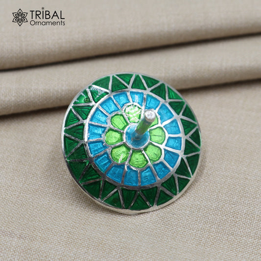 925 sterling silver mandala meenakari design Firki or Lattu toy silver toy for your baby Krishna idols article art855 - TRIBAL ORNAMENTS