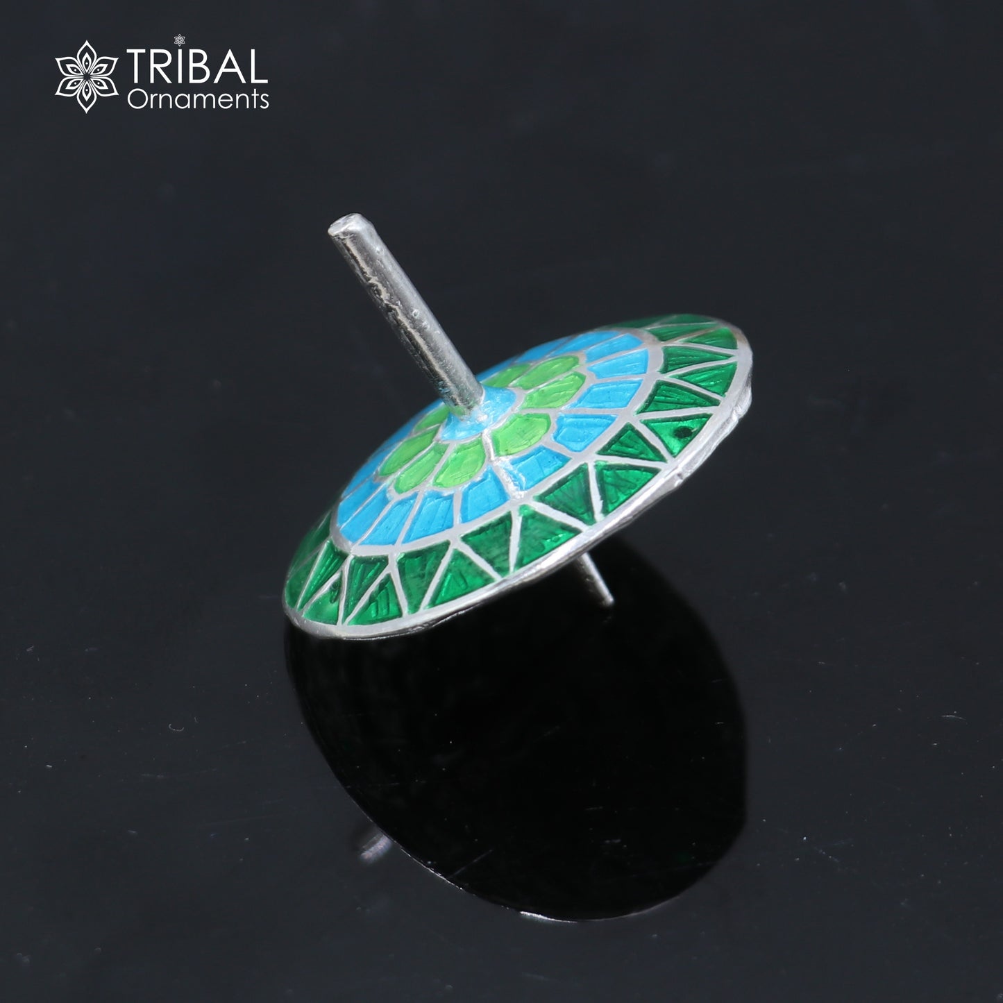 925 sterling silver mandala meenakari design Firki or Lattu toy silver toy for your baby Krishna idols article art855 - TRIBAL ORNAMENTS