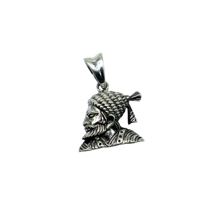 925 sterling silver Maratha king Shivaji pendant, unisex royal jewelry featuring detailed Shivaji design by TRIBAL ORNAMENTS.