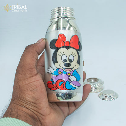 925 Sterling silver mickey mouse cartoon design  baby feeder milk bottle/ baby water bottle/ best kids gifting article sv305 - TRIBAL ORNAMENTS