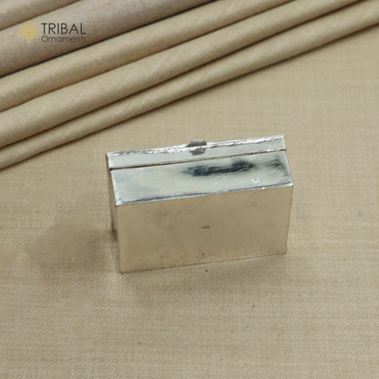 925 sterling silver minakari peacock design trinket ,casket, container, Sindoor box brides jewelry stb871 - TRIBAL ORNAMENTS