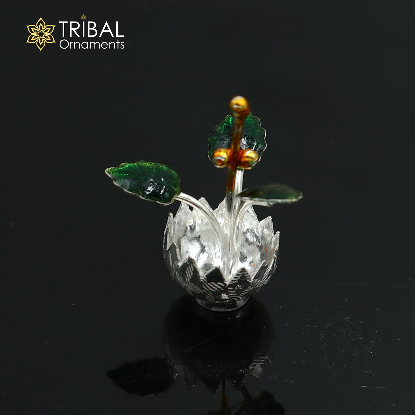 925 sterling silver mini tulsi plant basil rosary plant, puja temple article su1353 - TRIBAL ORNAMENTS