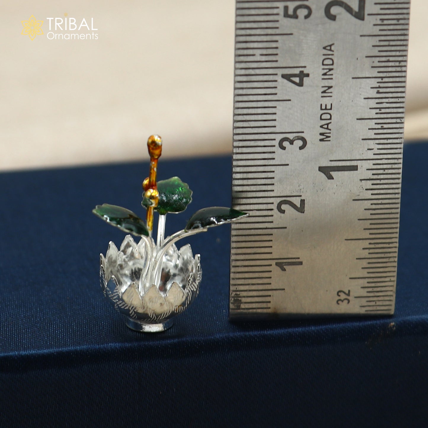 925 sterling silver mini tulsi plant basil rosary plant, puja temple article su1353 - TRIBAL ORNAMENTS