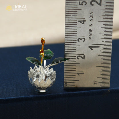 925 sterling silver mini tulsi plant basil rosary plant, puja temple article su1353 - TRIBAL ORNAMENTS