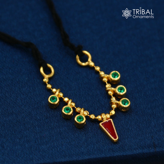 925 sterling silver  multi color stone necklace for idols or god statues gold polished jewelry set779 - TRIBAL ORNAMENTS