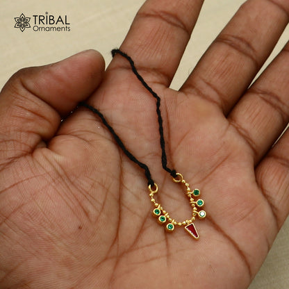 925 sterling silver  multi color stone necklace for idols or god statues gold polished jewelry set779 - TRIBAL ORNAMENTS