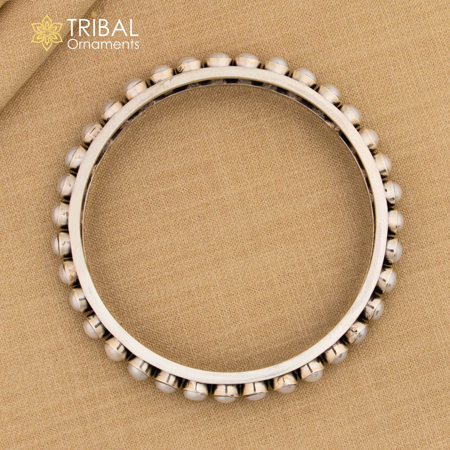 925 sterling silver natural pearl stone stylish bangle excellent customized tribal jewelry ba46 - TRIBAL ORNAMENTS