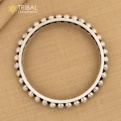 Sterling silver tribal bangle with natural pearl stone, stylish and customized tribal jewelry by TRIBAL ORNAMENTS.