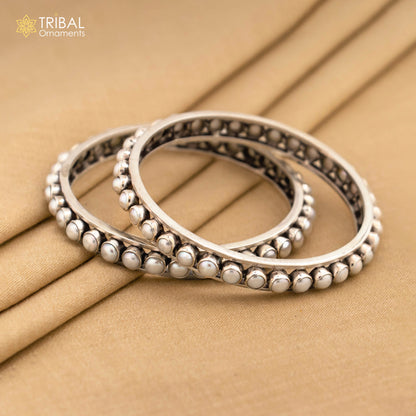 925 sterling silver tribal bangle with natural pearl stone, stylish and customized tribal jewelry by TRIBAL ORNAMENTS.