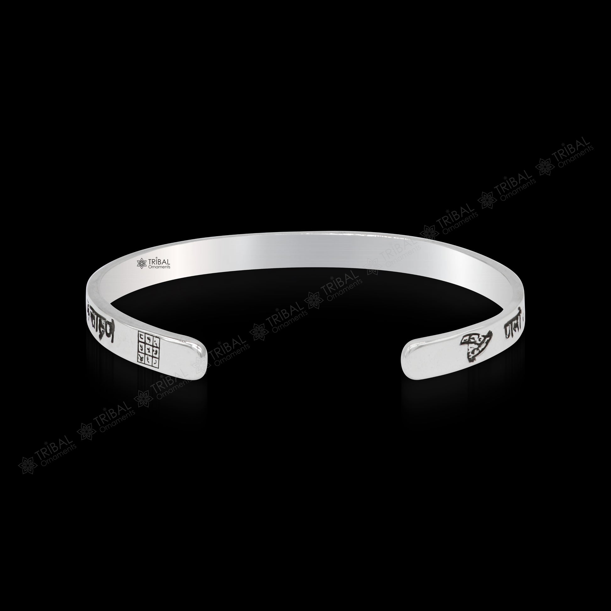 925 sterling silver handmade plain Divine Navakar Mantra gorgeous Bangle cuff bracelet kada, best unisex tribal gifting jewelry cuff120 - TRIBAL ORNAMENTS