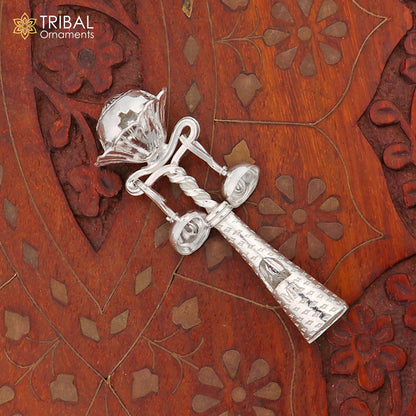 925 sterling silver new born baby gifting bells toy, baby krishna gifting toy, silver whistle, silver temple article su862 - TRIBAL ORNAMENTS