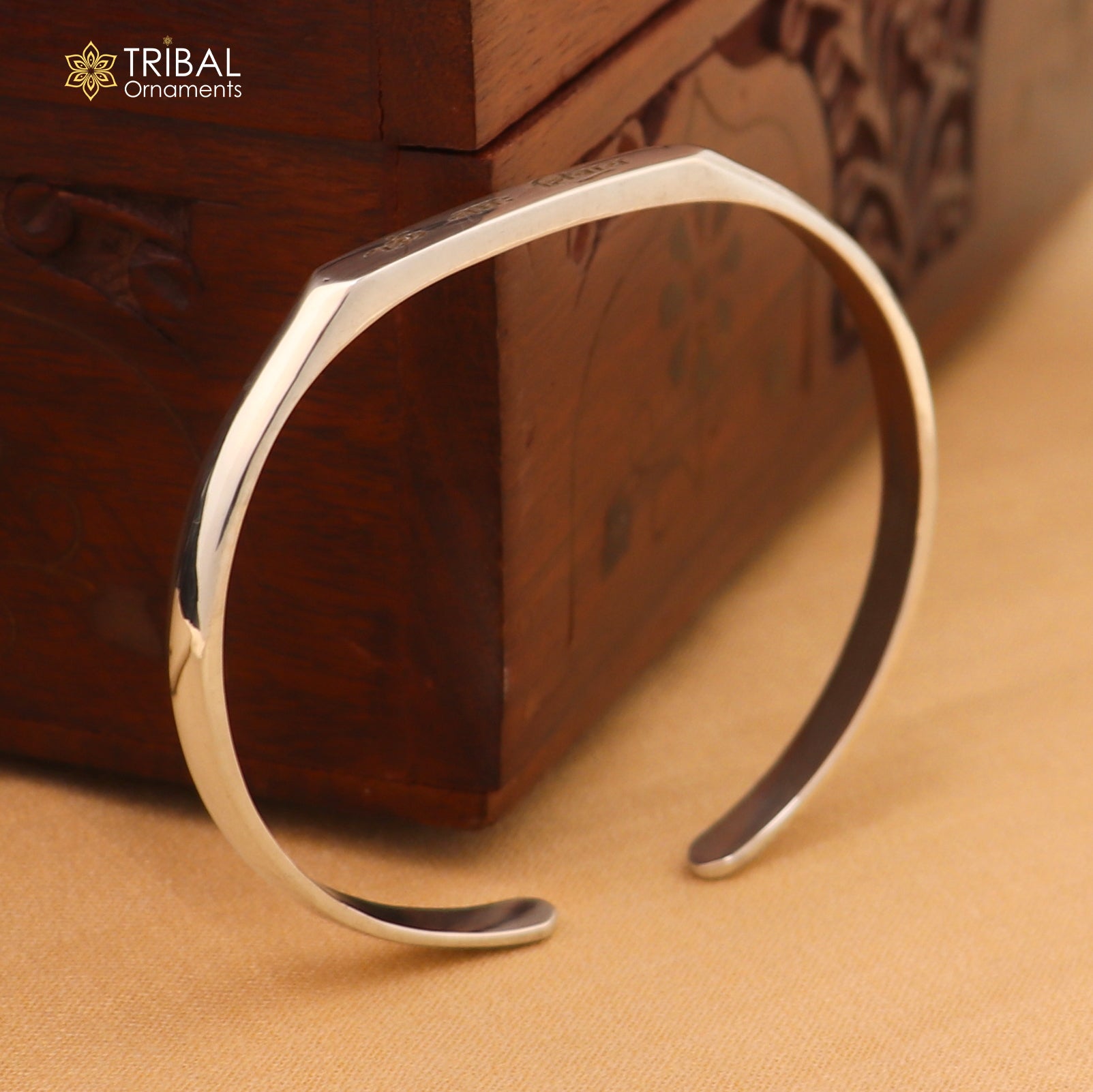 925 sterling silver om namah shivay shiny bright bracelet kada personalized adjustable for men's or girls kada cuff258 - TRIBAL ORNAMENTS