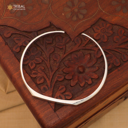 925 sterling silver Om Namah Shivay cuff bracelet, shiny bright adjustable unisex kada by Tribal Ornaments, featuring personalized design.
