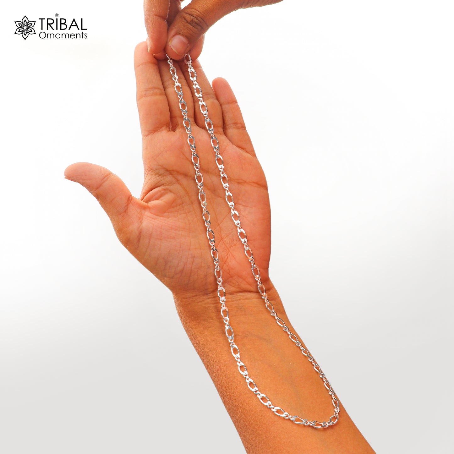 925 sterling silver oval shape link chain for unisex jewelry ch624 - TRIBAL ORNAMENTS