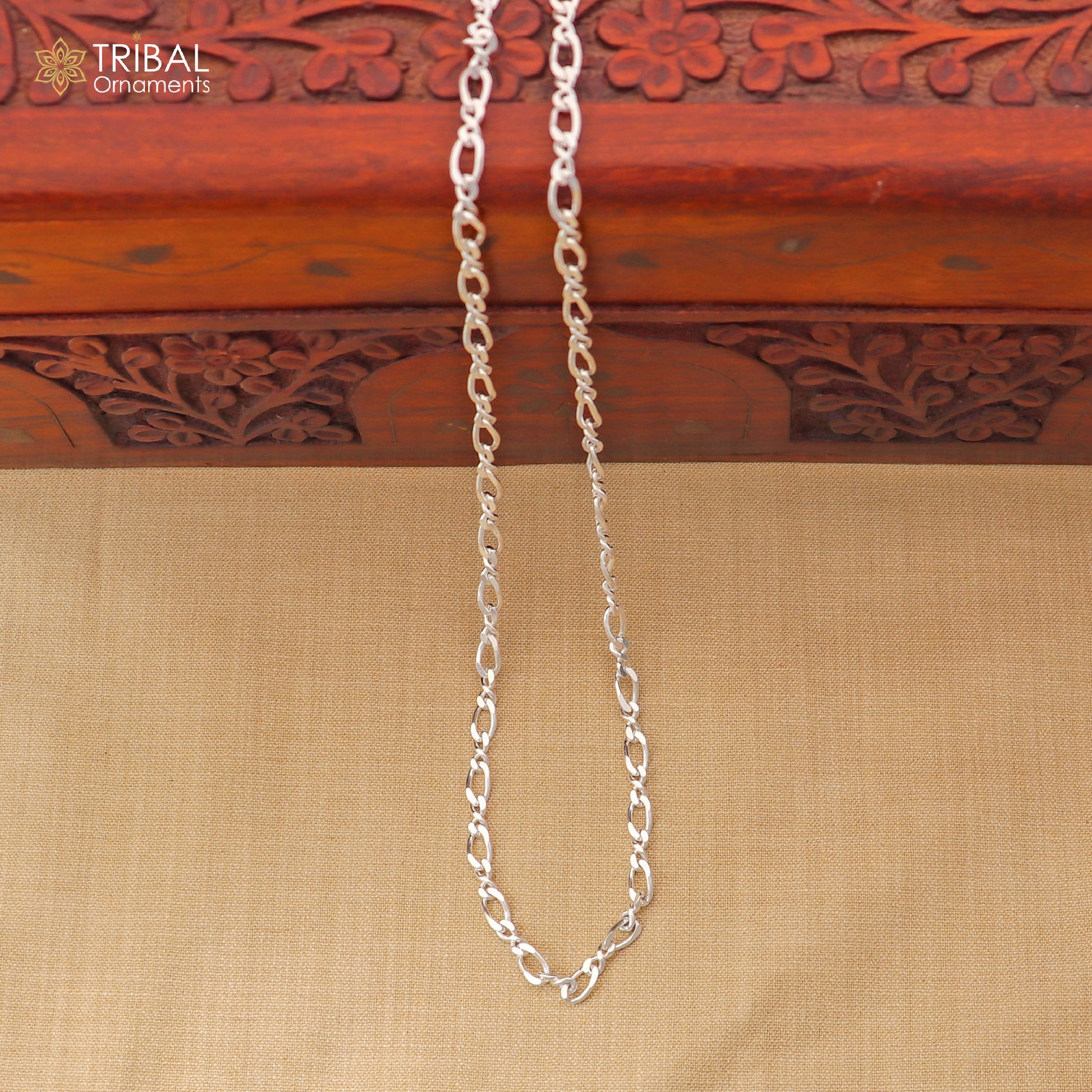 925 sterling silver oval shape link chain for unisex jewelry ch624 - TRIBAL ORNAMENTS