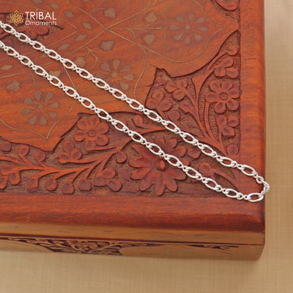 925 sterling silver oval shape link chain for unisex jewelry ch624 - TRIBAL ORNAMENTS