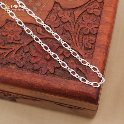 925 sterling silver oval shape link chain for unisex jewelry ch624 - TRIBAL ORNAMENTS