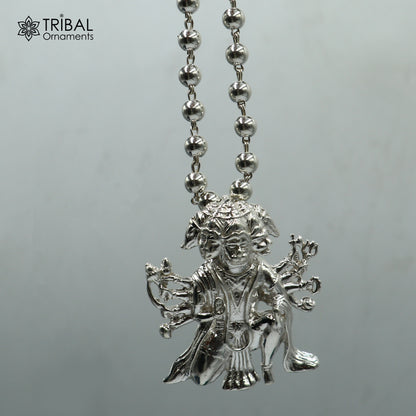 925 sterling silver Panchmukhi Hanuman pendant, unisex tribal jewelry featuring detailed Hanuman design by TRIBAL ORNAMENTS