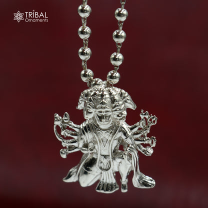 925 sterling silver Panchmukhi Hanuman pendant, unisex tribal jewelry featuring detailed Hanuman design.