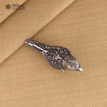 925 sterling silver parrot sculpture by Tribal Ornaments, decorative home art figurine with detailed bird design.