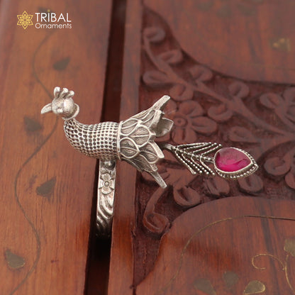 925 sterling silver peacock design ring with adjustable size traditional jewelry sr826 - TRIBAL ORNAMENTS