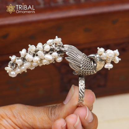 925 sterling silver peacock design ring with adjustable size traditional jewelry sr829 - TRIBAL ORNAMENTS