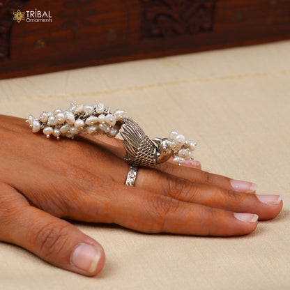 925 sterling silver peacock design ring with adjustable size traditional jewelry sr829 - TRIBAL ORNAMENTS
