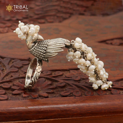 925 sterling silver peacock design ring with adjustable size traditional jewelry sr829 - TRIBAL ORNAMENTS