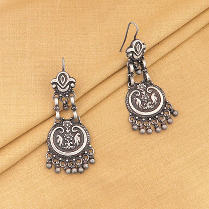925 sterling silver peacock design stud earring chandelier light weight silver ethnic earrings drop dangle s1229 - TRIBAL ORNAMENTS