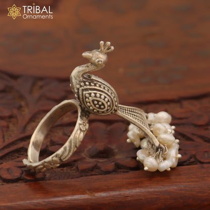 925 sterling silver peacock design stylish ring with adjustable size traditional jewelry sr827 - TRIBAL ORNAMENTS