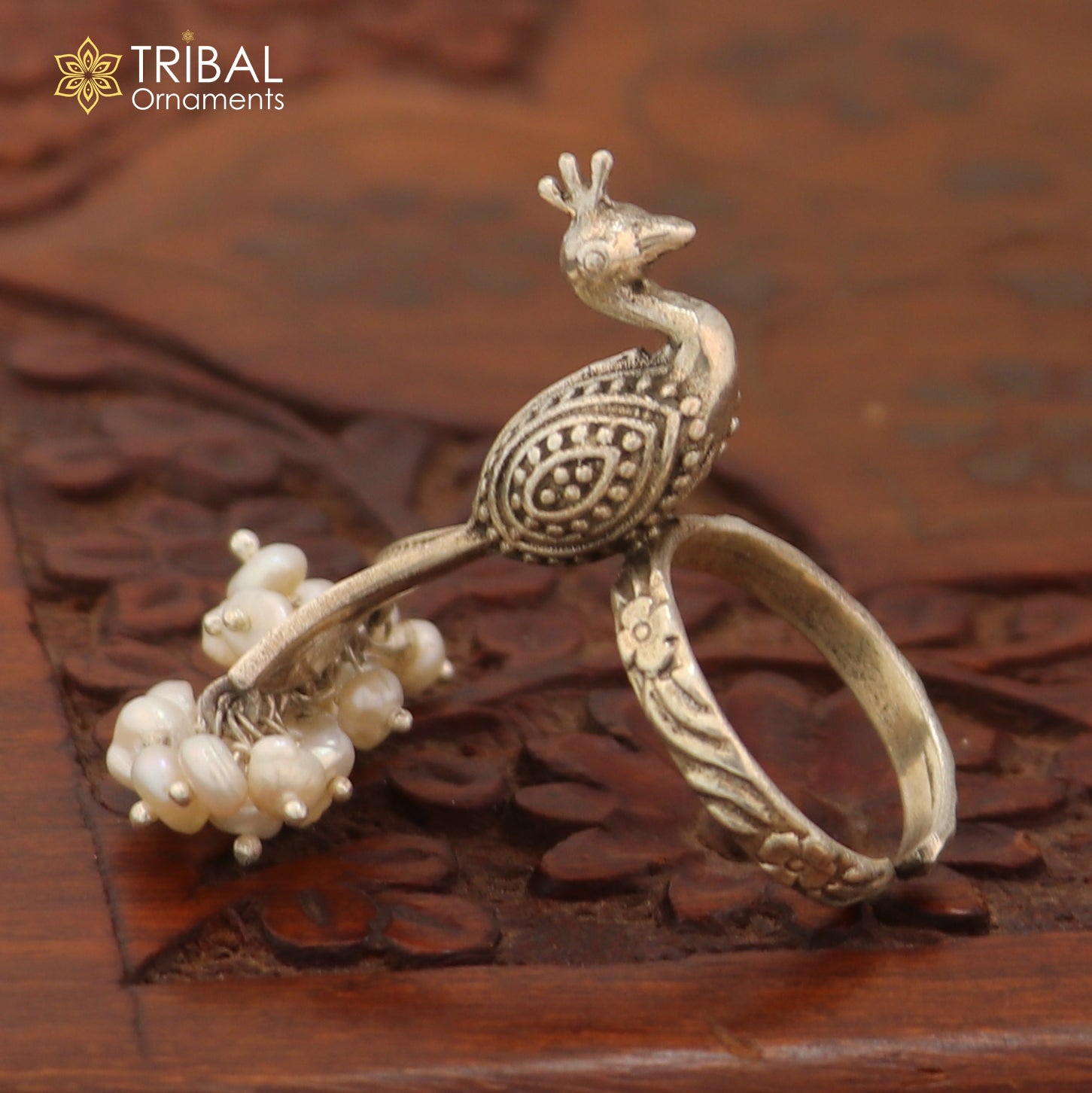925 sterling silver peacock design stylish ring with adjustable size traditional jewelry sr827 - TRIBAL ORNAMENTS
