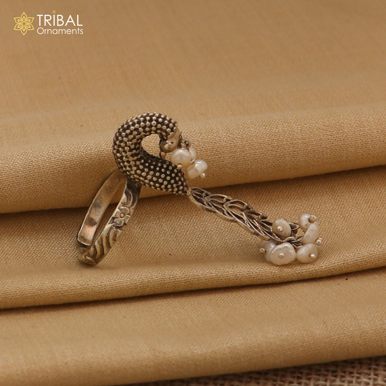 925 sterling silver peacock design stylish ring with adjustable size traditional jewelry sr828 - TRIBAL ORNAMENTS