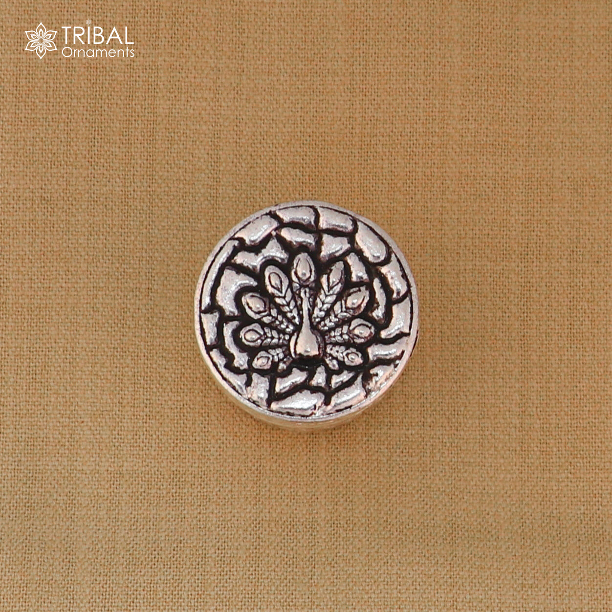 925 sterling silver peacock design trinket, casket, Sindoor box brides jewelry stb888 - TRIBAL ORNAMENTS