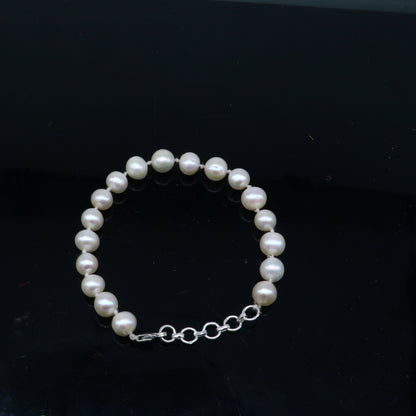 925 sterling silver pearl beaded customized bracelet, best gifting stylish beaded bracelet, unisex personalized belly dance jewelry sbr758 - TRIBAL ORNAMENTS