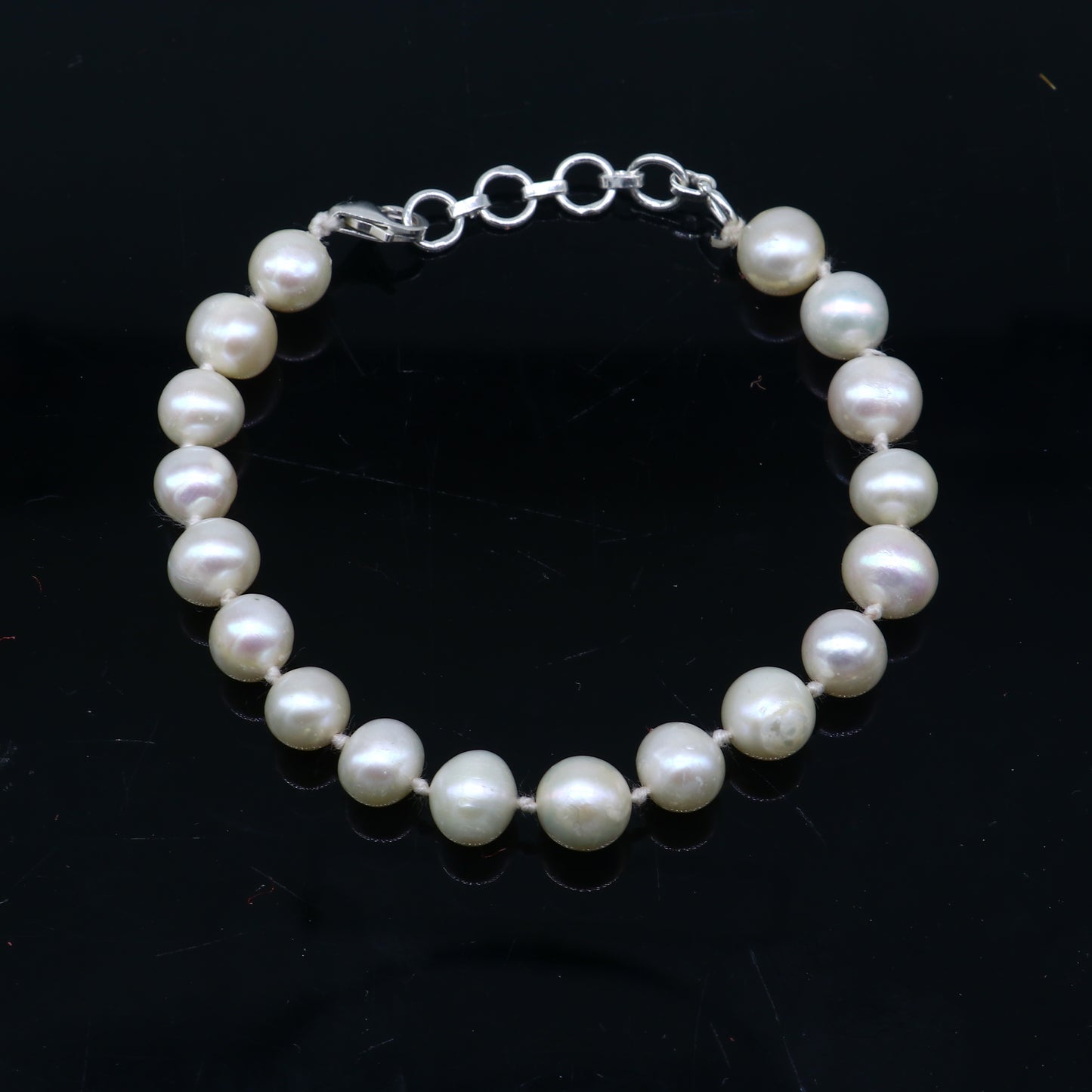 925 sterling silver pearl beaded customized bracelet, best gifting stylish beaded bracelet, unisex personalized belly dance jewelry sbr758 - TRIBAL ORNAMENTS