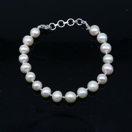 925 sterling silver pearl beaded customized bracelet, best gifting stylish beaded bracelet, unisex personalized belly dance jewelry sbr758 - TRIBAL ORNAMENTS