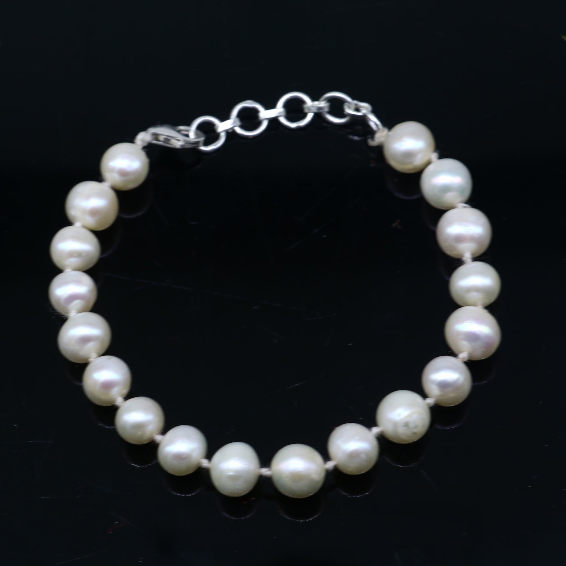 925 sterling silver pearl beaded customized bracelet, best gifting stylish beaded bracelet, unisex personalized belly dance jewelry sbr758 - TRIBAL ORNAMENTS