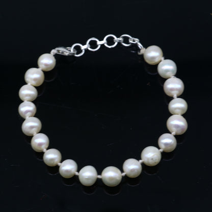 925 sterling silver pearl beaded customized bracelet, best gifting stylish beaded bracelet, unisex personalized belly dance jewelry sbr758 - TRIBAL ORNAMENTS