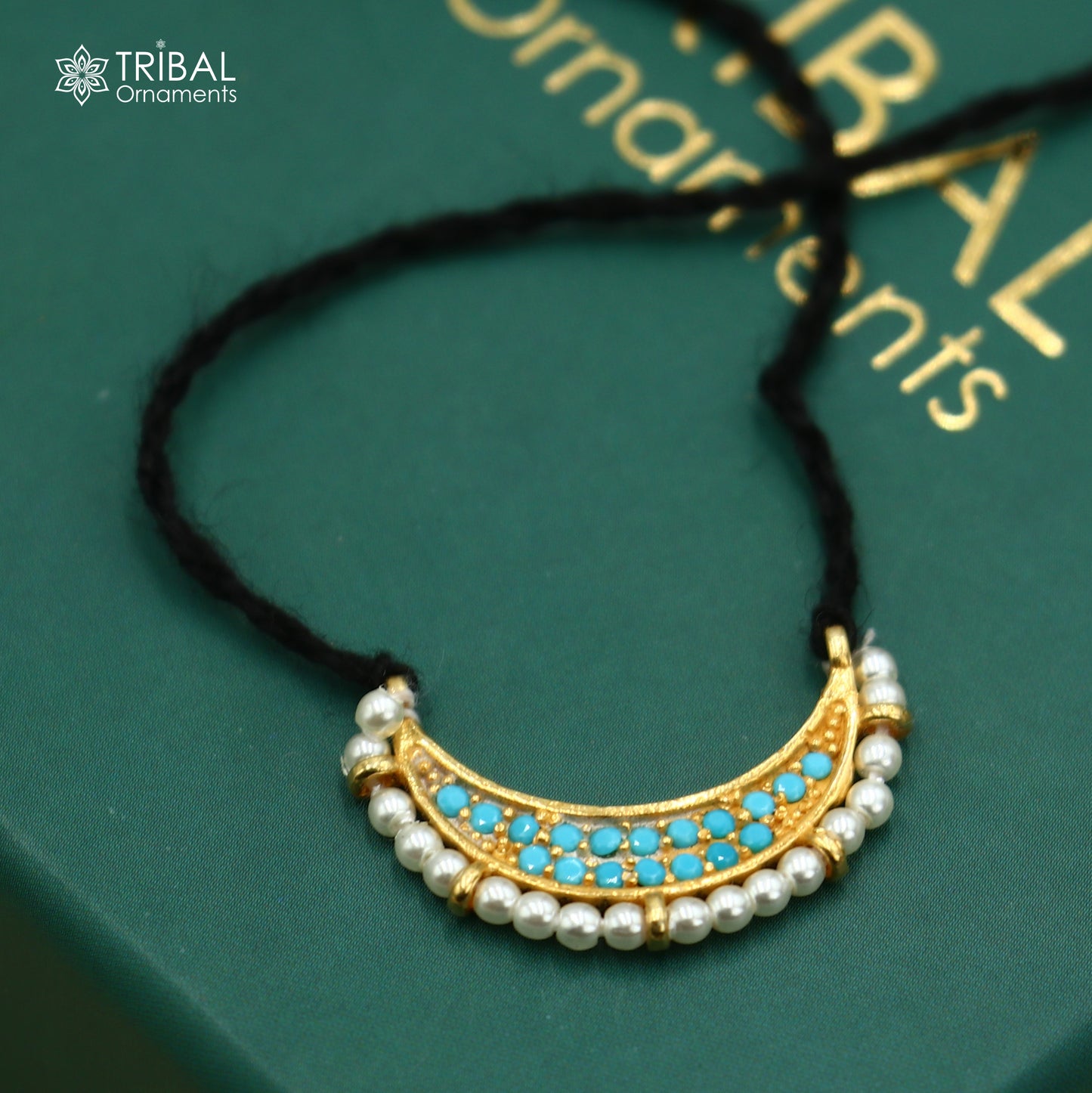 925 sterling silver pearl style necklace for idols or god statues gold polished jewelry set778 - TRIBAL ORNAMENTS