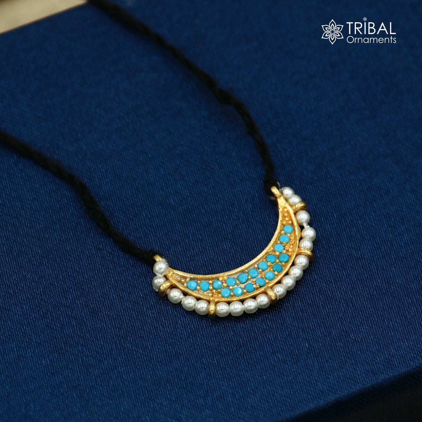 925 sterling silver pearl style necklace for idols or god statues gold polished jewelry set778 - TRIBAL ORNAMENTS