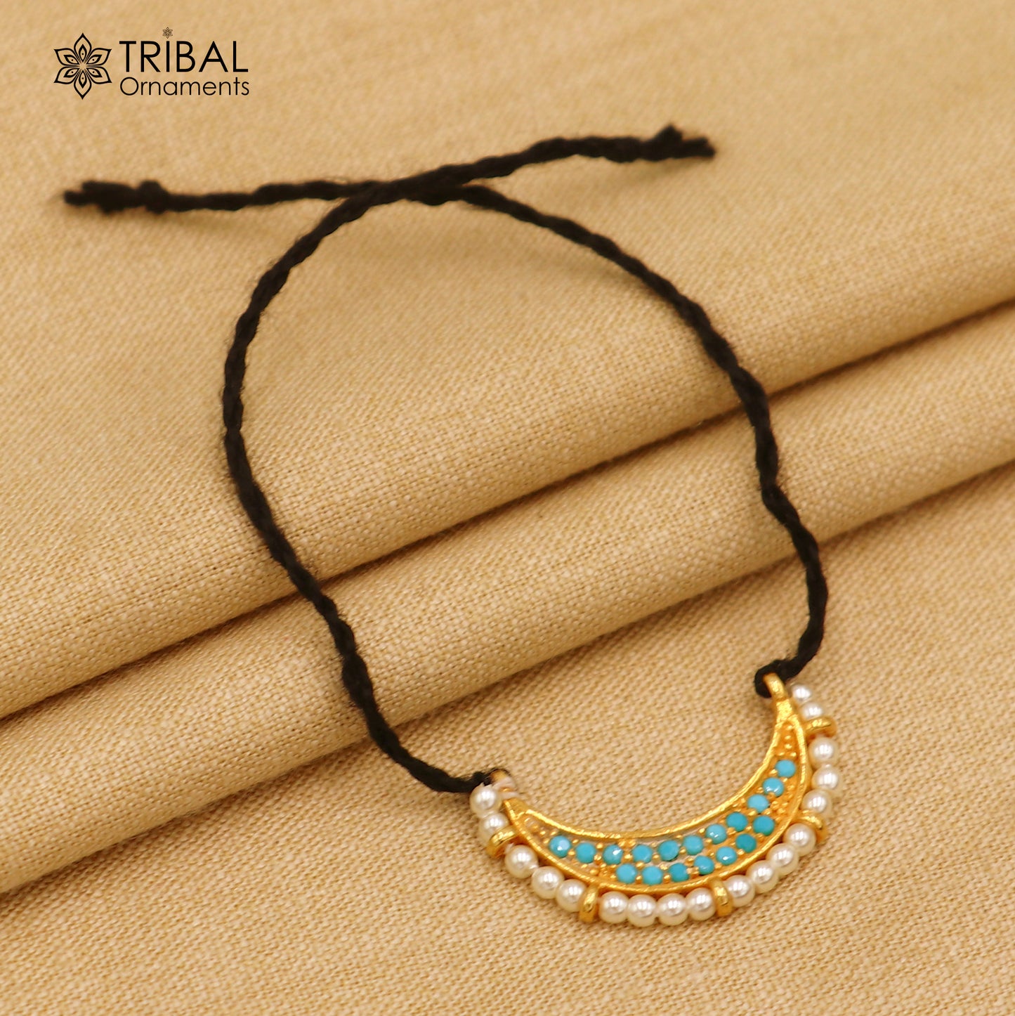 925 sterling silver pearl style necklace for idols or god statues gold polished jewelry set778 - TRIBAL ORNAMENTS